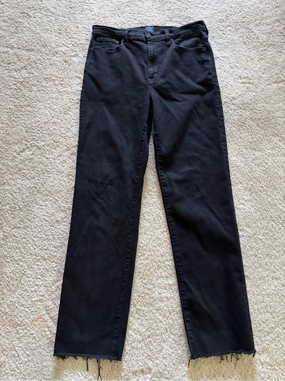J. Crew Women’s Black Stovepipe Jeans with Raw Hem